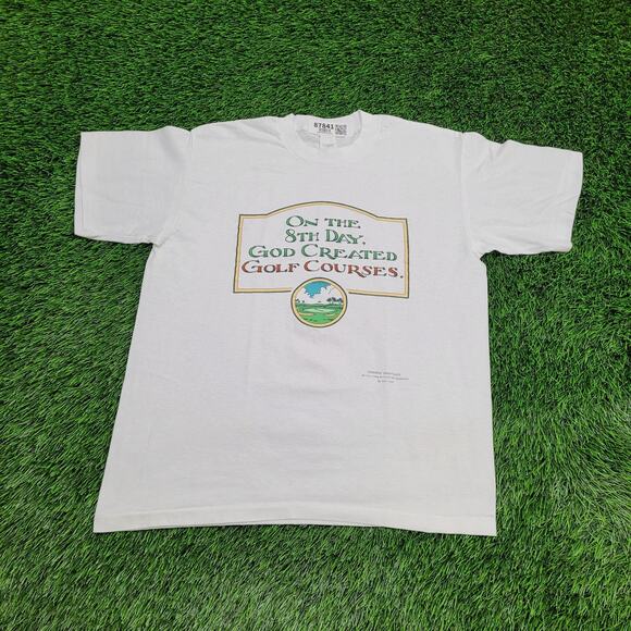 Vintage 90s Funny Golf Shirt M/L 20x24 White Fun-Wear Slogan - Picture 1 of 13